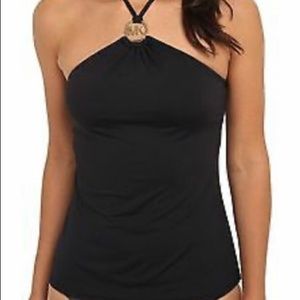 Michael Kors Logo Ring Halter Tankini Top